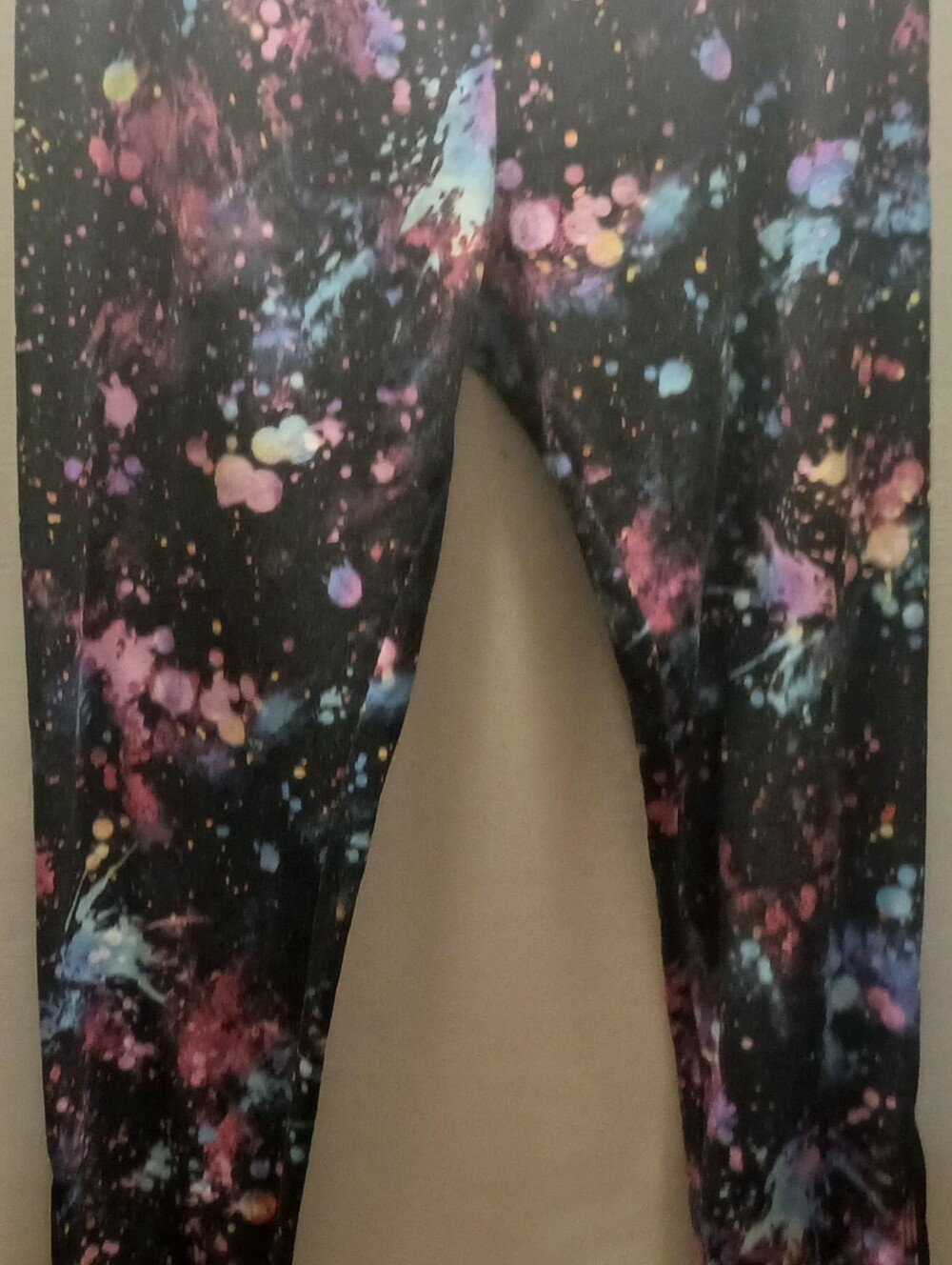 Lotus Leggings Kids Galaxy Splatter - Black with Pink Blue Purple Yellow